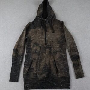 Jo & Co Hoodie Womens Large 1/4 Zip Pullover Knit Casual Brown Long Sleeve